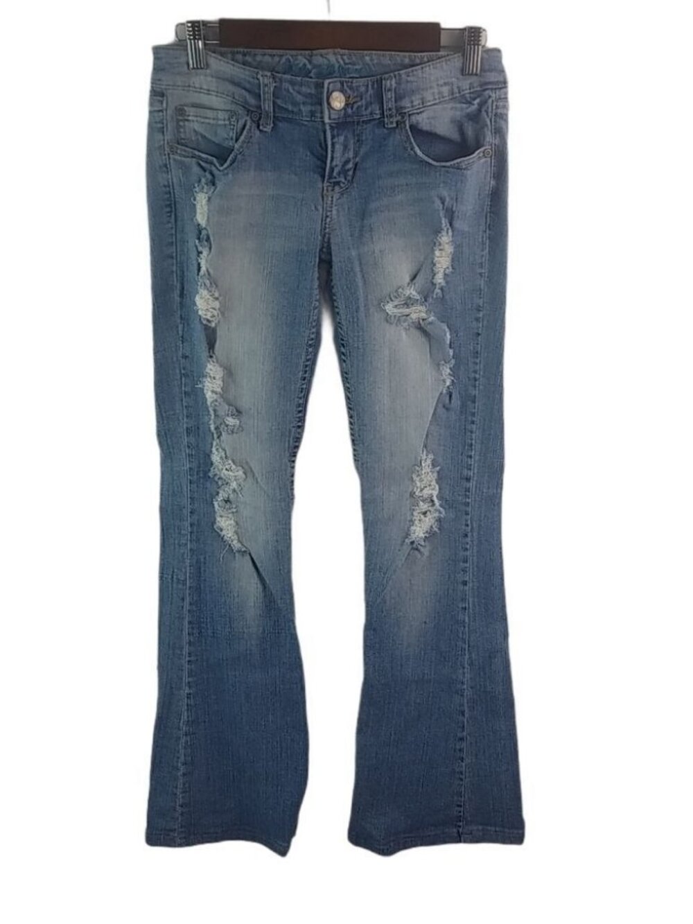 Ariya 29x30 3/4 Destroyed Mid-Rise Boot Cut Medium Wash Jeans